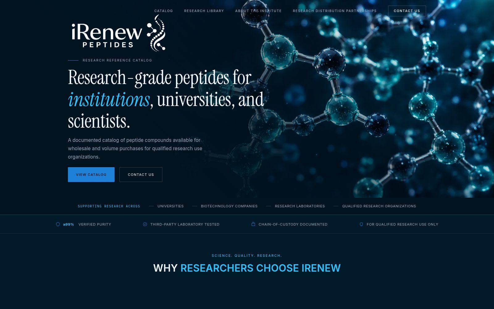 iRenew Peptides custom e-commerce website